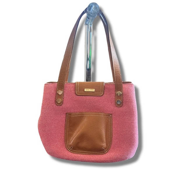 Like New Pink and Brown Squishee shoulder bag by Eric Javits, Small to Medium - Picture 2 of 9